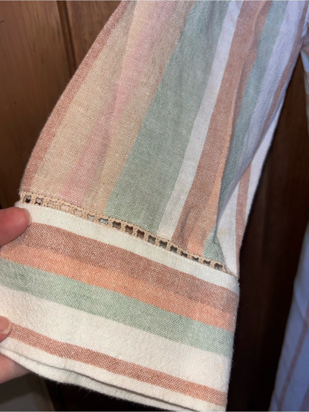 Soft Surroundings Striped Late Summer Colors Linen Blend Maxi Dress - Picture 3 of 3
